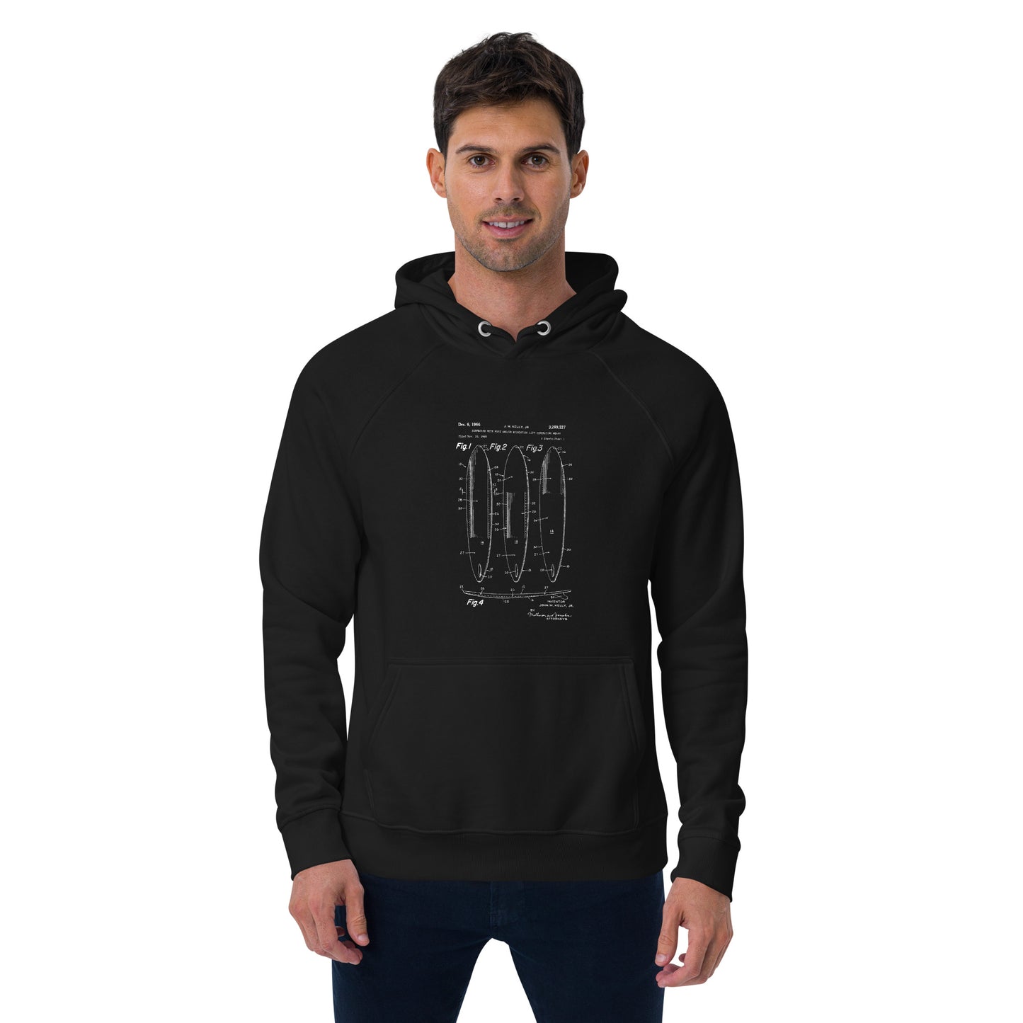 Surfboard Patent Unisex eco raglan hoodie