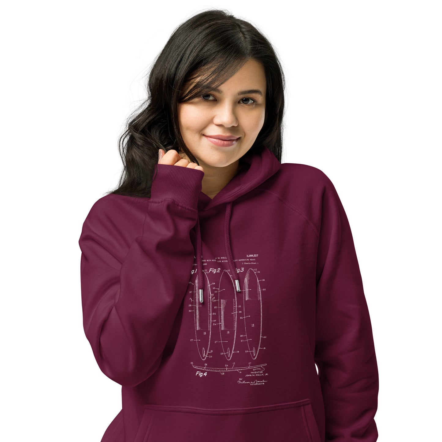 Surfboard Patent Unisex eco raglan hoodie