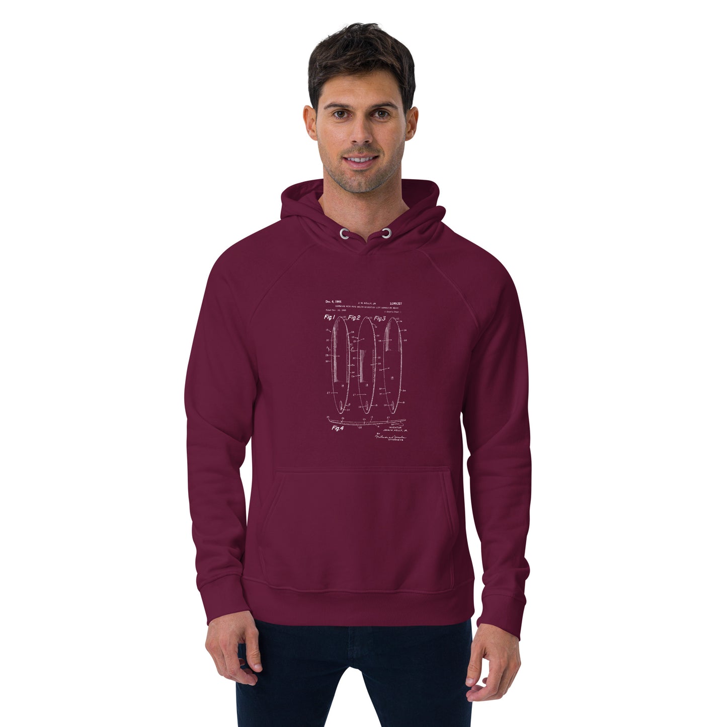 Surfboard Patent Unisex eco raglan hoodie