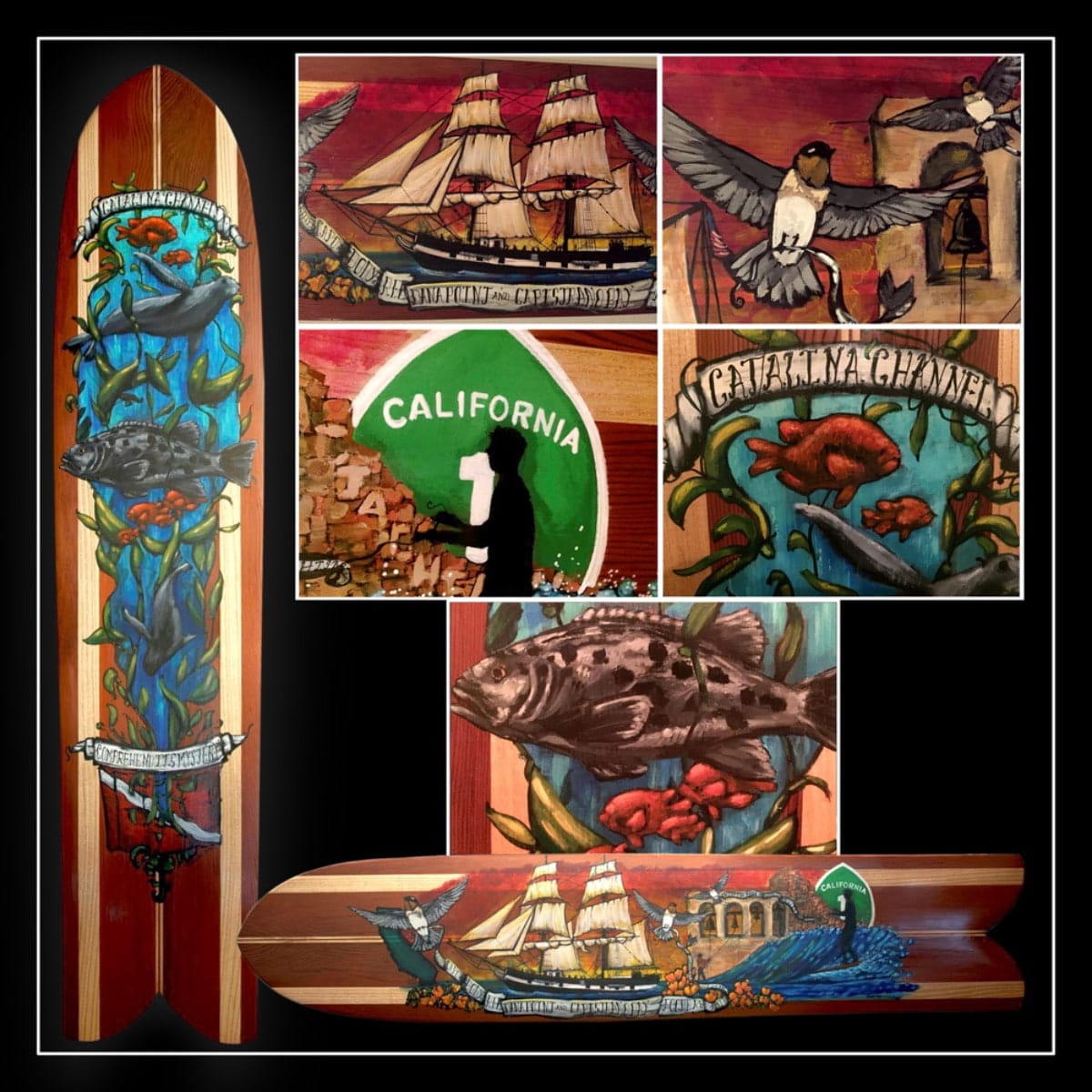 Capistrano Dana Point History Painted Surfboard