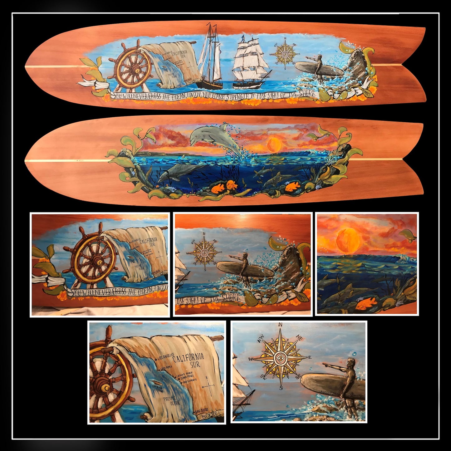 Dana Point Sailing Alaia Painted Surfboard