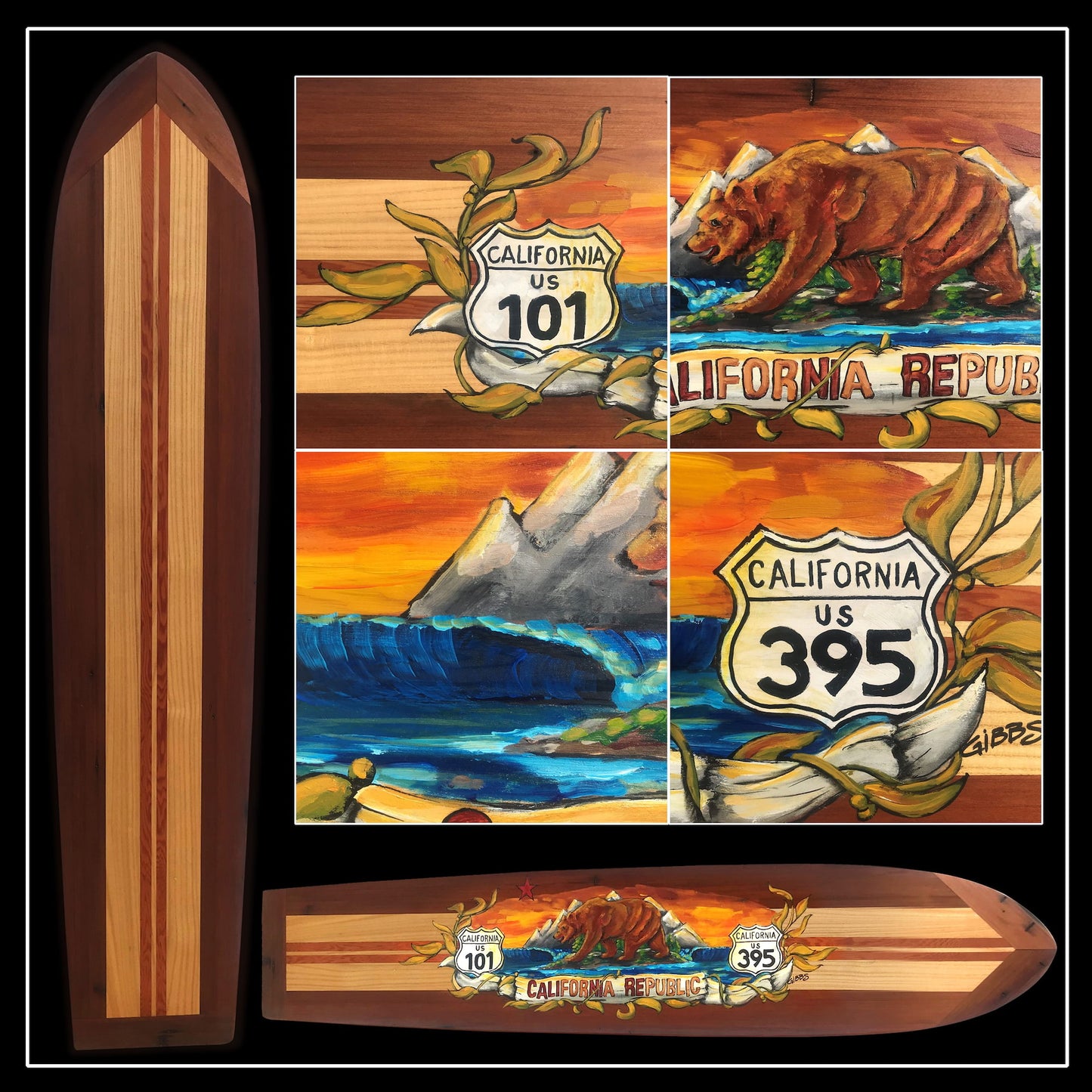 Discover the Coast and Mountains Alaia Painted Surfboard
