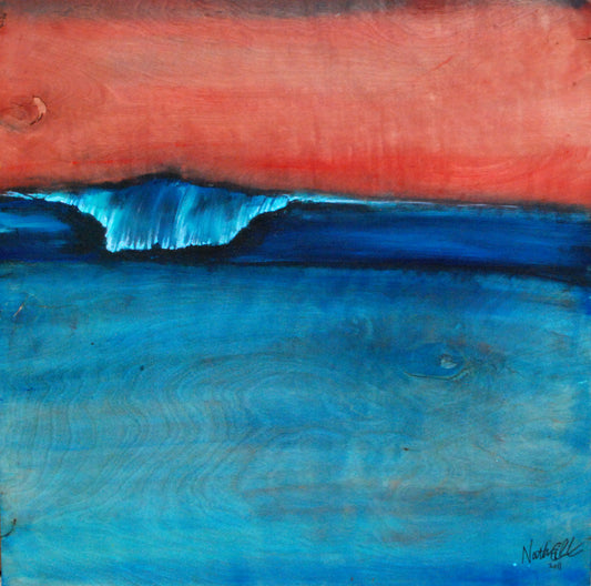 blue wave with red sky