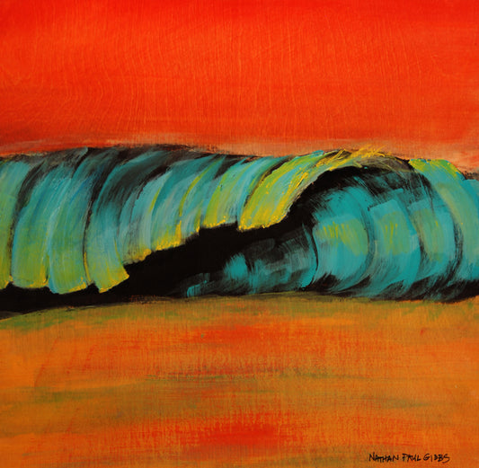 orange sky and blue wave