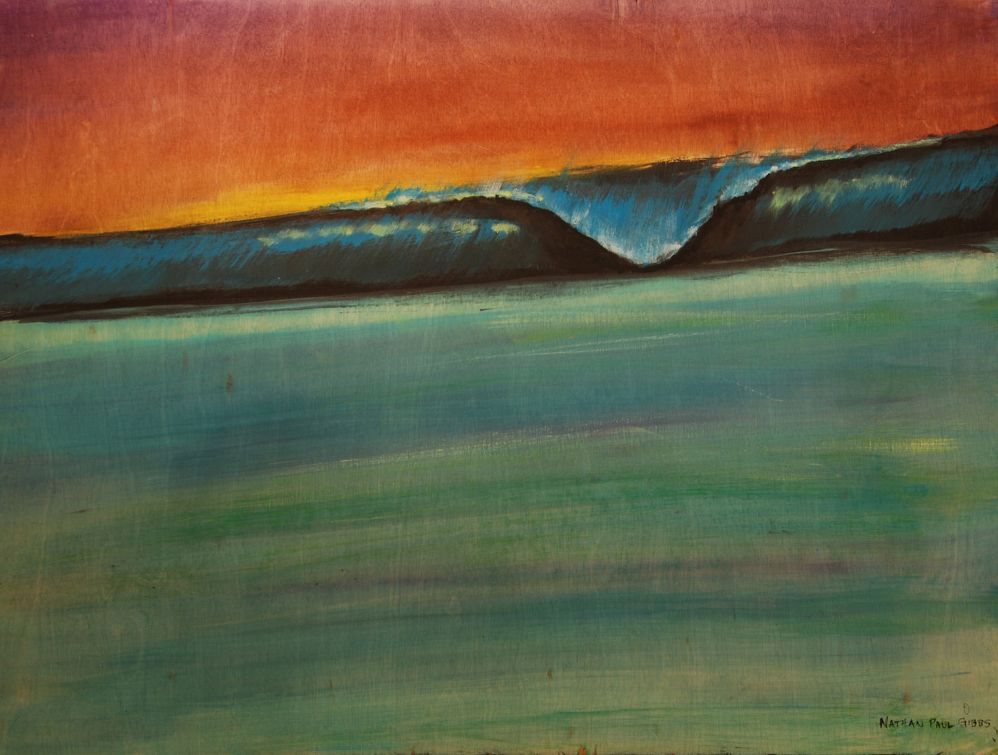 orange sky with tropical wave
