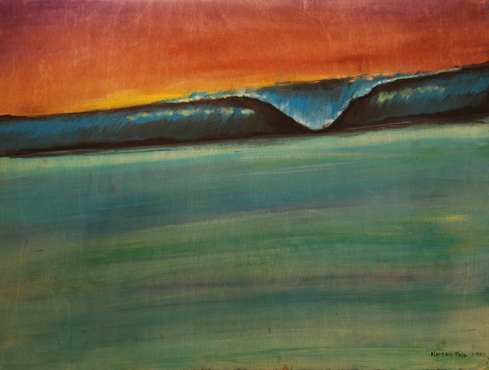 orange sky with tropical wave

