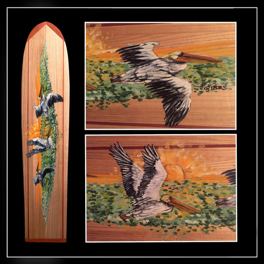 Pelican Sunset Alaia Painted Surfboard